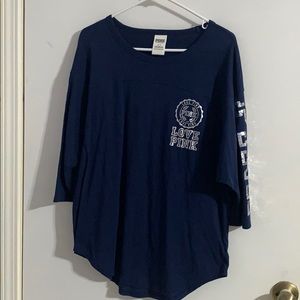 PINK navy 3/4 glitter shirt